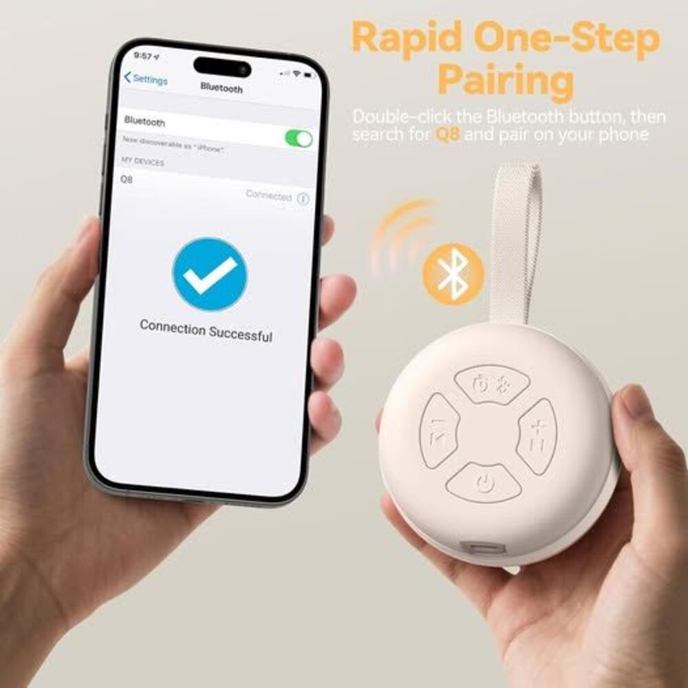 Portable Baby Sound Machine White Noise Bluetooth Rechargeable 12 Sounds